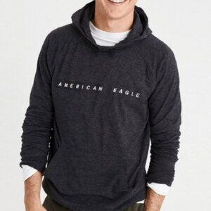 American Eagle Mens Pullover Hoodie XL Gray Lightweight Long Sleeve Casual